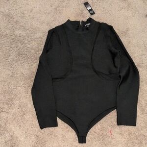 Fashion Nova Black Long Sleeve Bodysuit